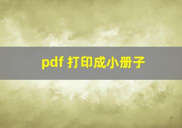 pdf 打印成小册子